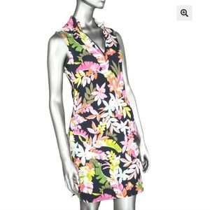 Tribal Floral Mini Dress - Black and Multicolor
